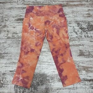 Athleta Salutation Stash Pocket II Capri Orange/Pink Size Medium‎